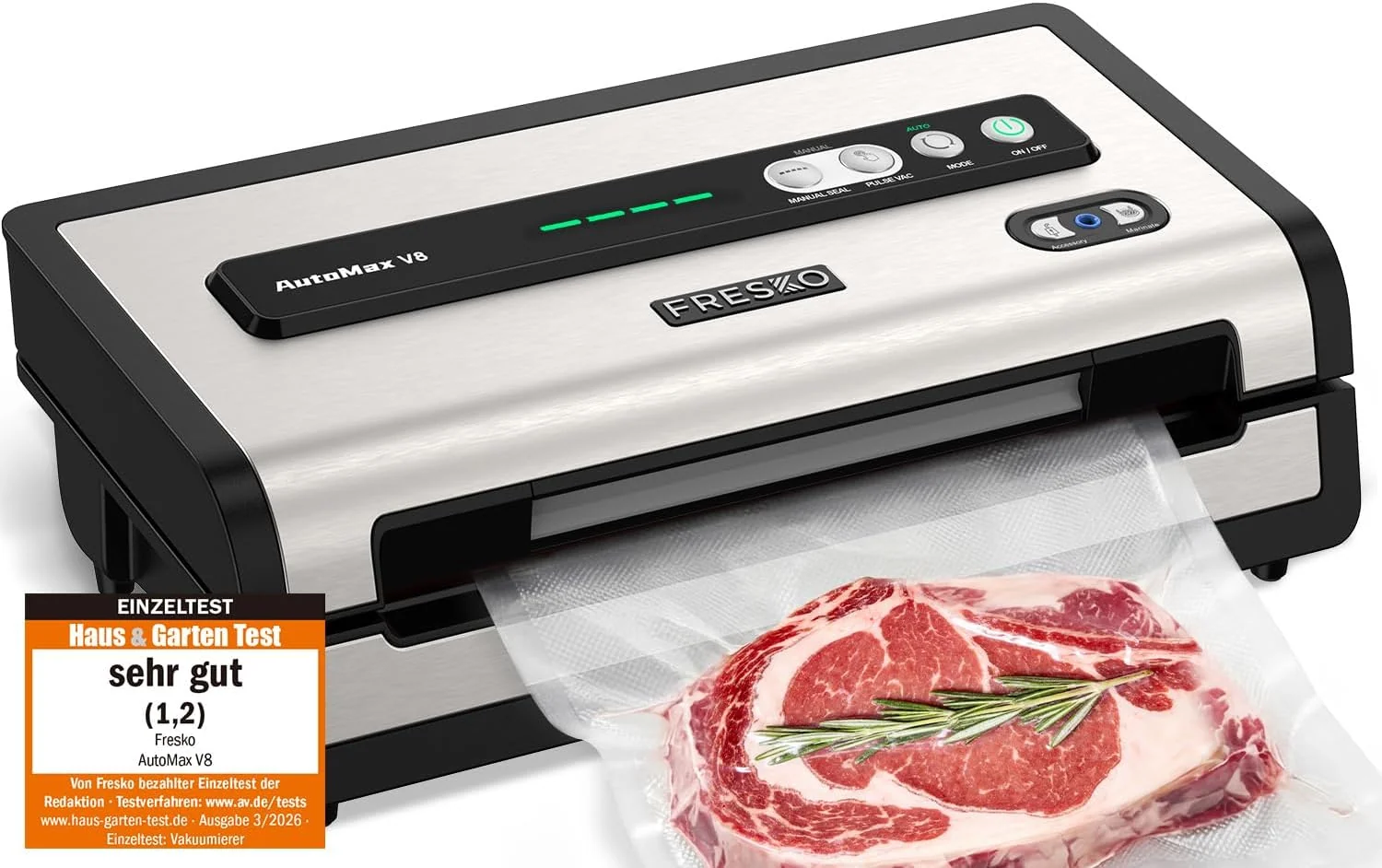 FRESKO Vakuumiergerät 18L/min,140 W, Integrierter Beutelschneider, AutoMax