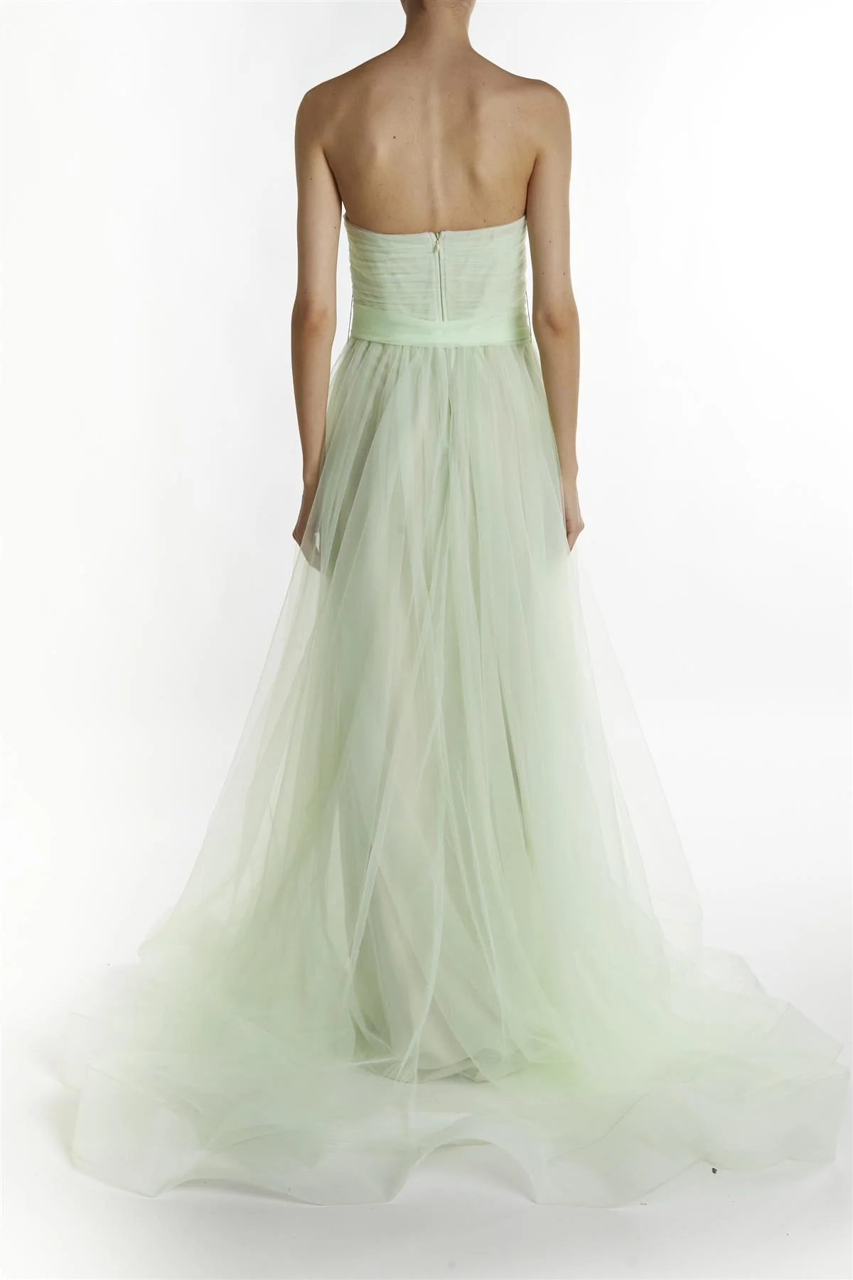 Mint-Green Theodora Strapless Maxi-Dress Bardot neck