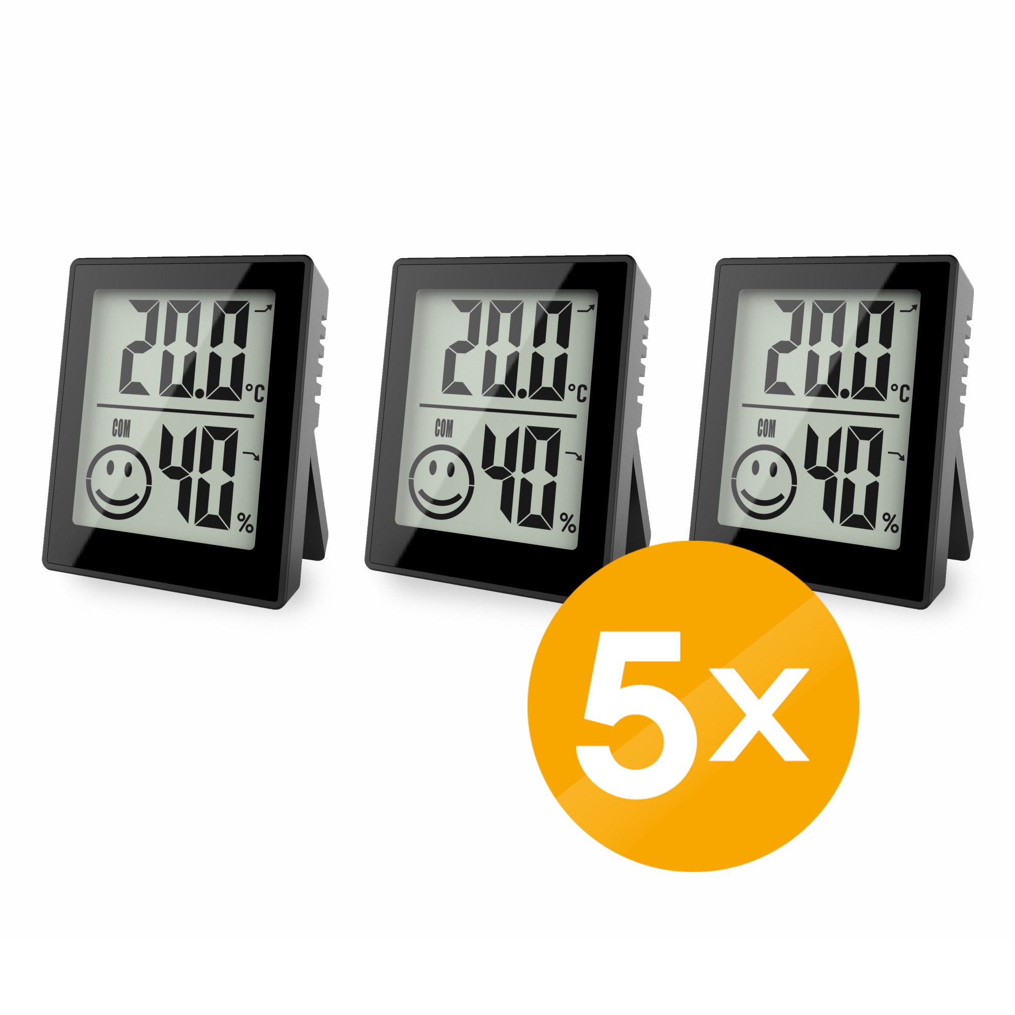 Klimamesser 5x Thermo-/Hygrometer 3er Set mit Smiley-Anzeige