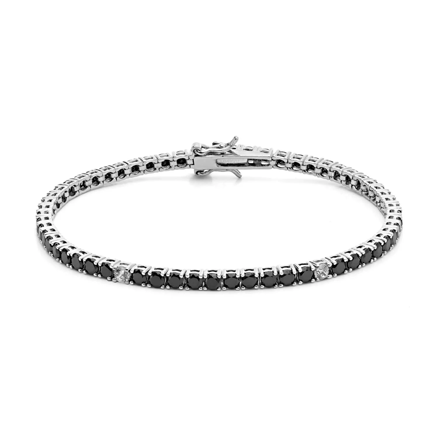 Bracciale tennis da uomo Comete in argento zirconi bianchi neri UBR 990 M20