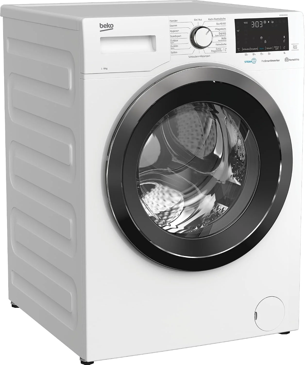 Beko WYA81643LE1 Waschmaschine/weißes LC-Display mit Startzeitvorwahl 0-24 h/Restzeitanzeige und Schleuderwahl/ 8 kg/Energieklasse C