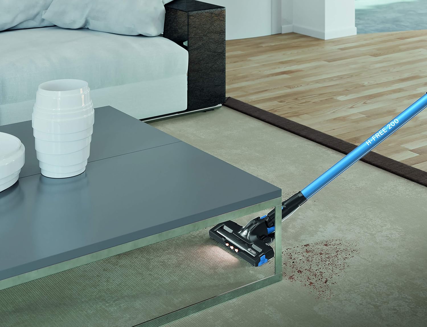 Hoover H-Free 200 HF222UPT Scopa Elettrica Ricaricabile senza Fili, Tecnologia Ciclonica, Multifunzione, Spazzola per Peli Animali, Batteria 22V, Potenza 220 W, Autonomia 40 Min, Leggera, Nero/Blu