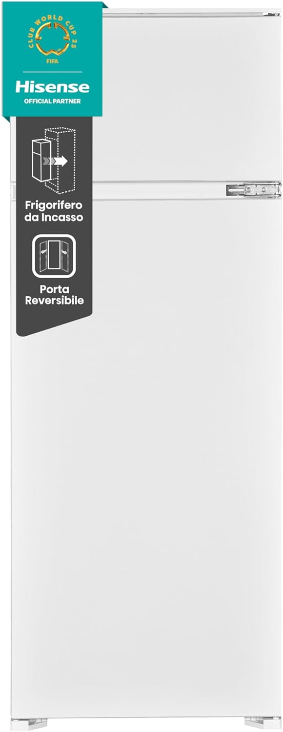 Hisense Rib312F4Awe Built-in Combined Refrigerator, No Frost Technology, 246 L Capacity, LED Lighting, Electronic Display For Temperature Control, White, ?54.5 x 54 x 177 cm, 57 kg
