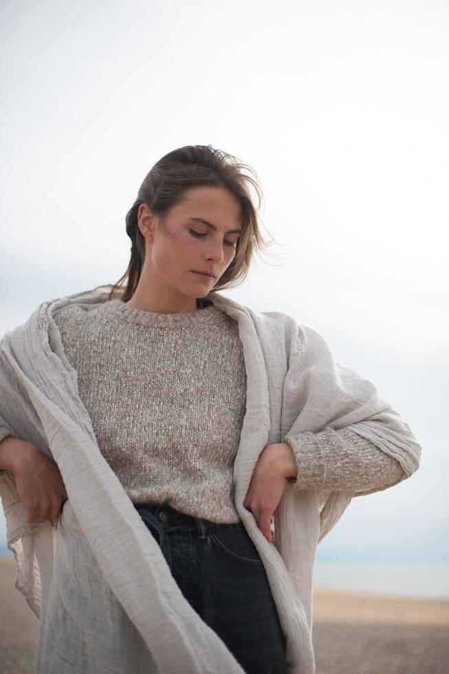 Pure Linen Stole | Pearl Grey