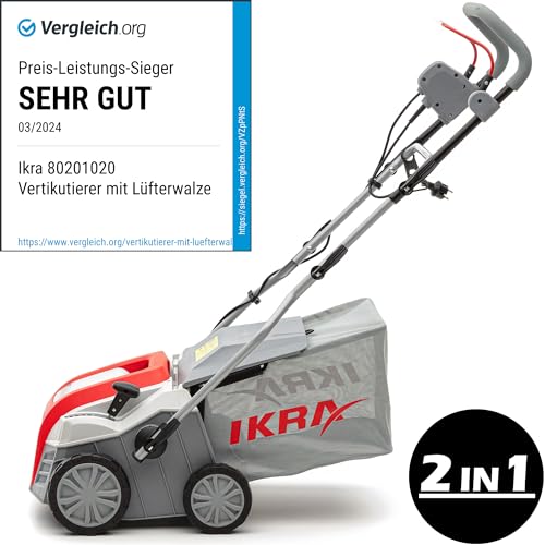 IKRA scarificatore arieggiatore elettrico IEVL 1840, cesto di raccolta 55l, larghezza 40cm, profondità di lavoro regolabile, incl. estirpatore di erbacce : Amazon.it: Giardino e giardinaggio