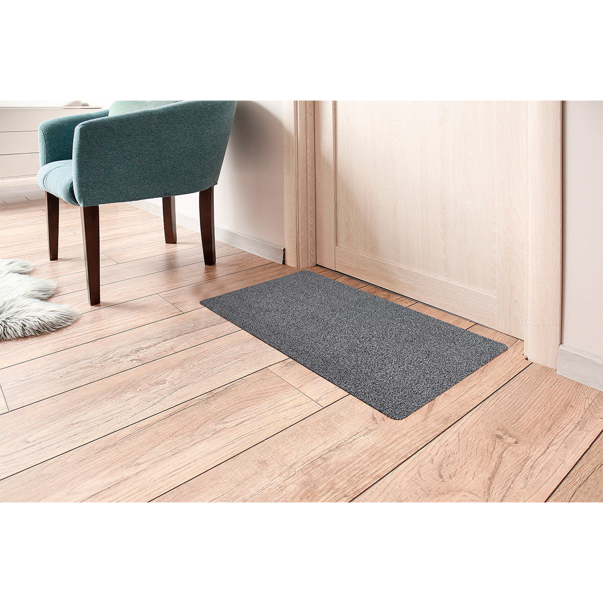 HOMCOM Fußmatte aus Baumwolle waschbar Dunkelgrau 120 x 80 x 0,45 cm