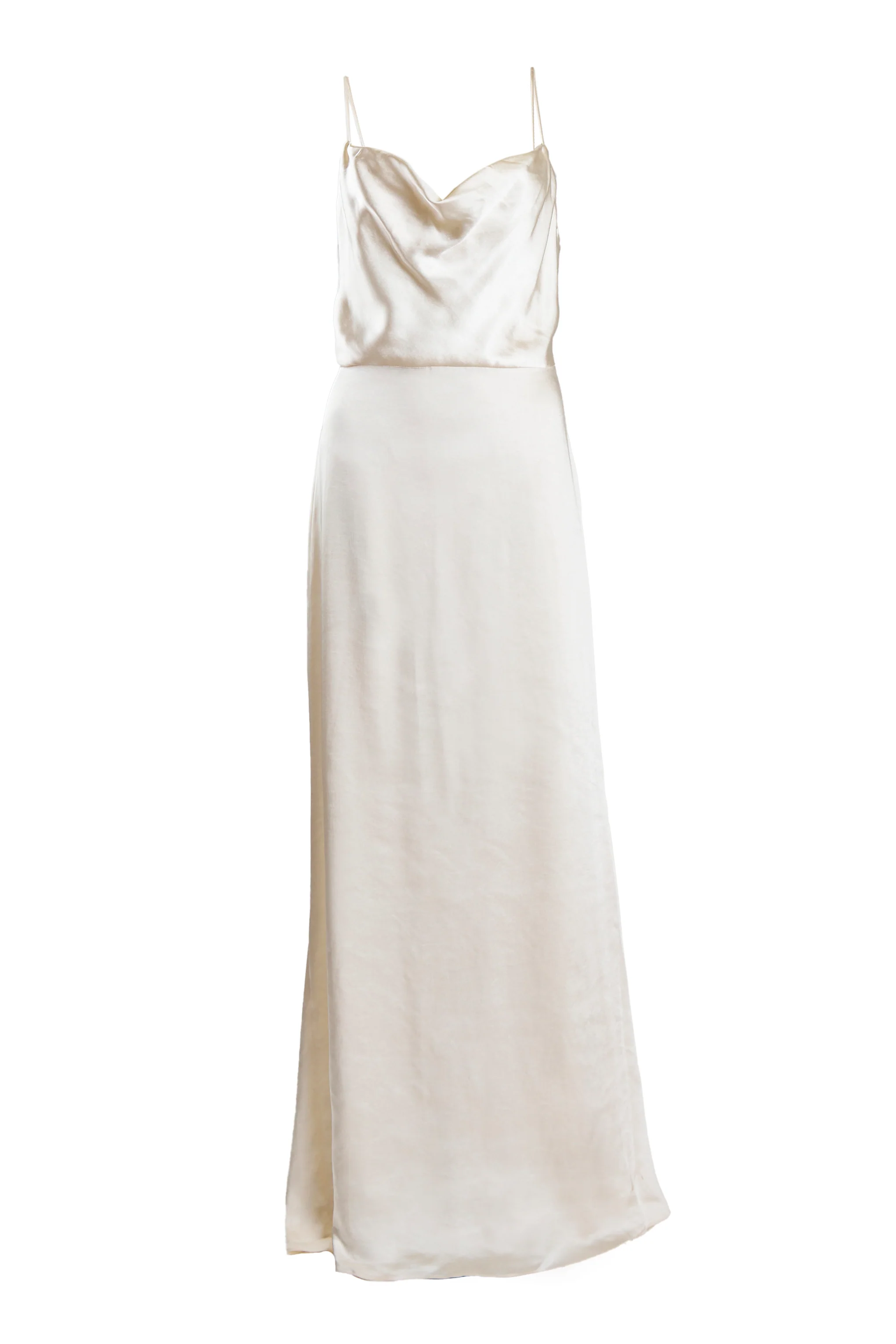 Vivian White Cowl-Neck Bias Cut Maxi-Dress