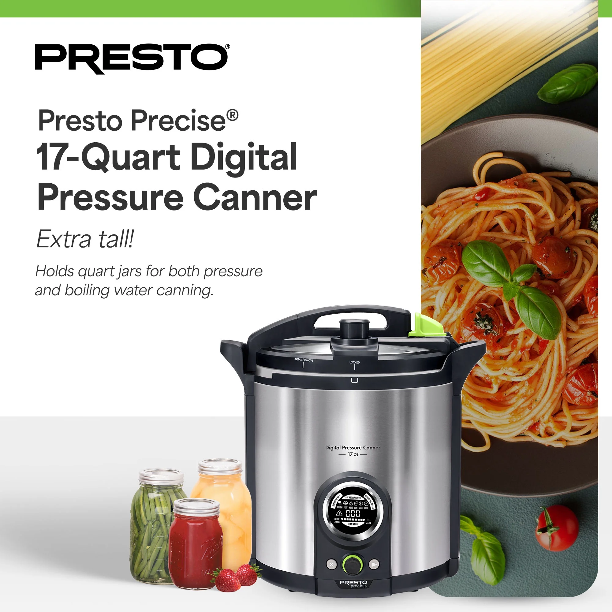Presto Precise 02152 17 Qt Stainless Steel Electric Pressure Canner, Silver