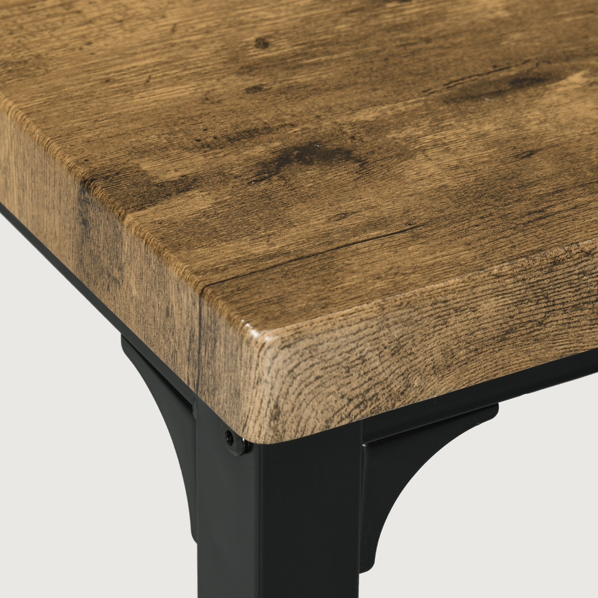3-delige Eethoek, Esstafel-Set, 1 Tafel, 2 Stoelen, MDF+Metaal, Bruin