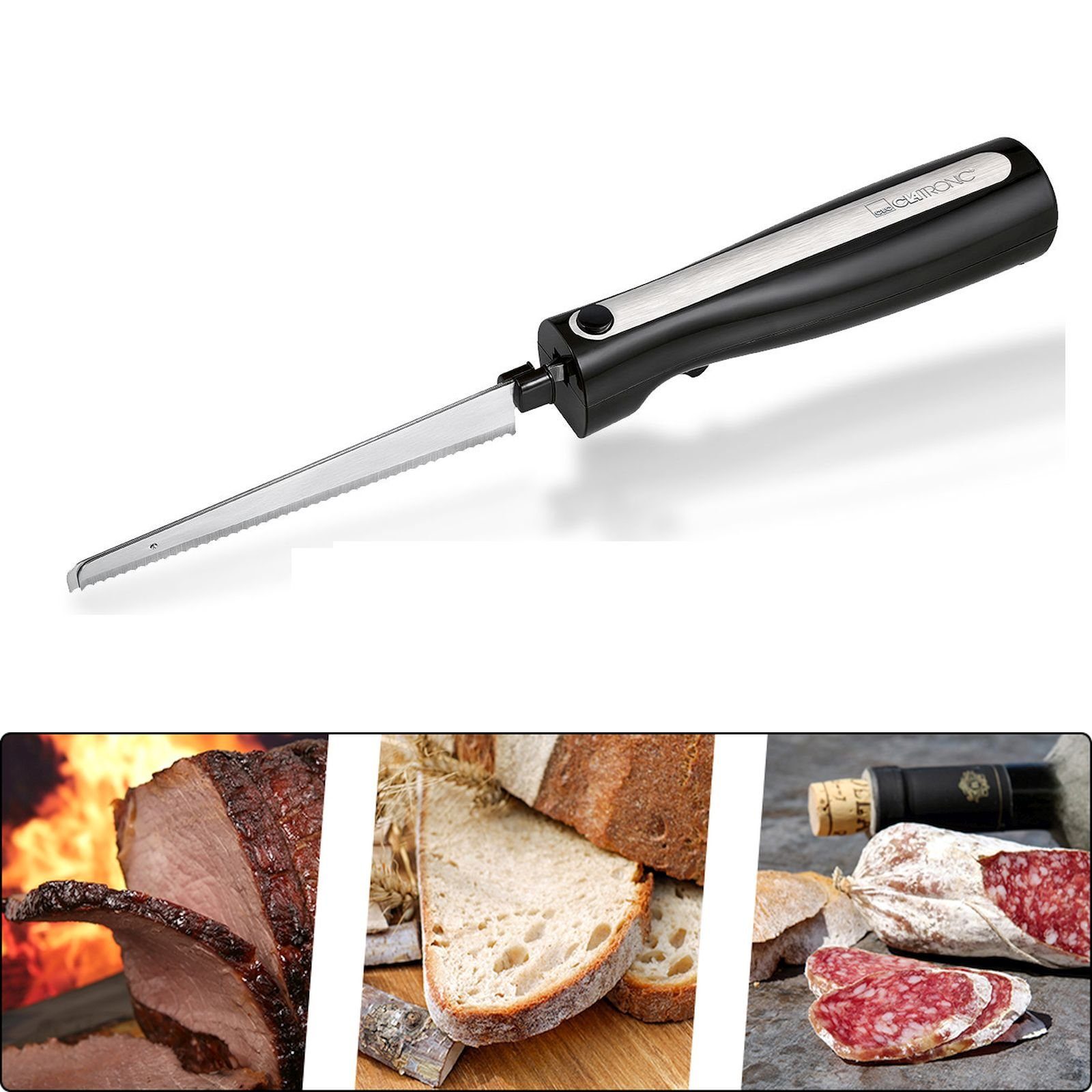 Elektromesser Elektromesser Fleisch Brot Elektrisch Messer Doppelklingen Schwarz
