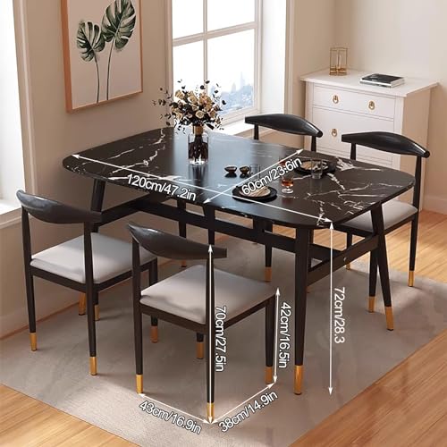 YHKJLYH Tavolo da Pranzo in Legno E 4 Sedie, Poltrona da Salotto con Sedile in PU dal Design Moderno E Tavolo da Cucina Rettangolare, Tavolo da Cucina E Sedia Rettangolari Rustici con Gambe in Meta : Casa e cucina