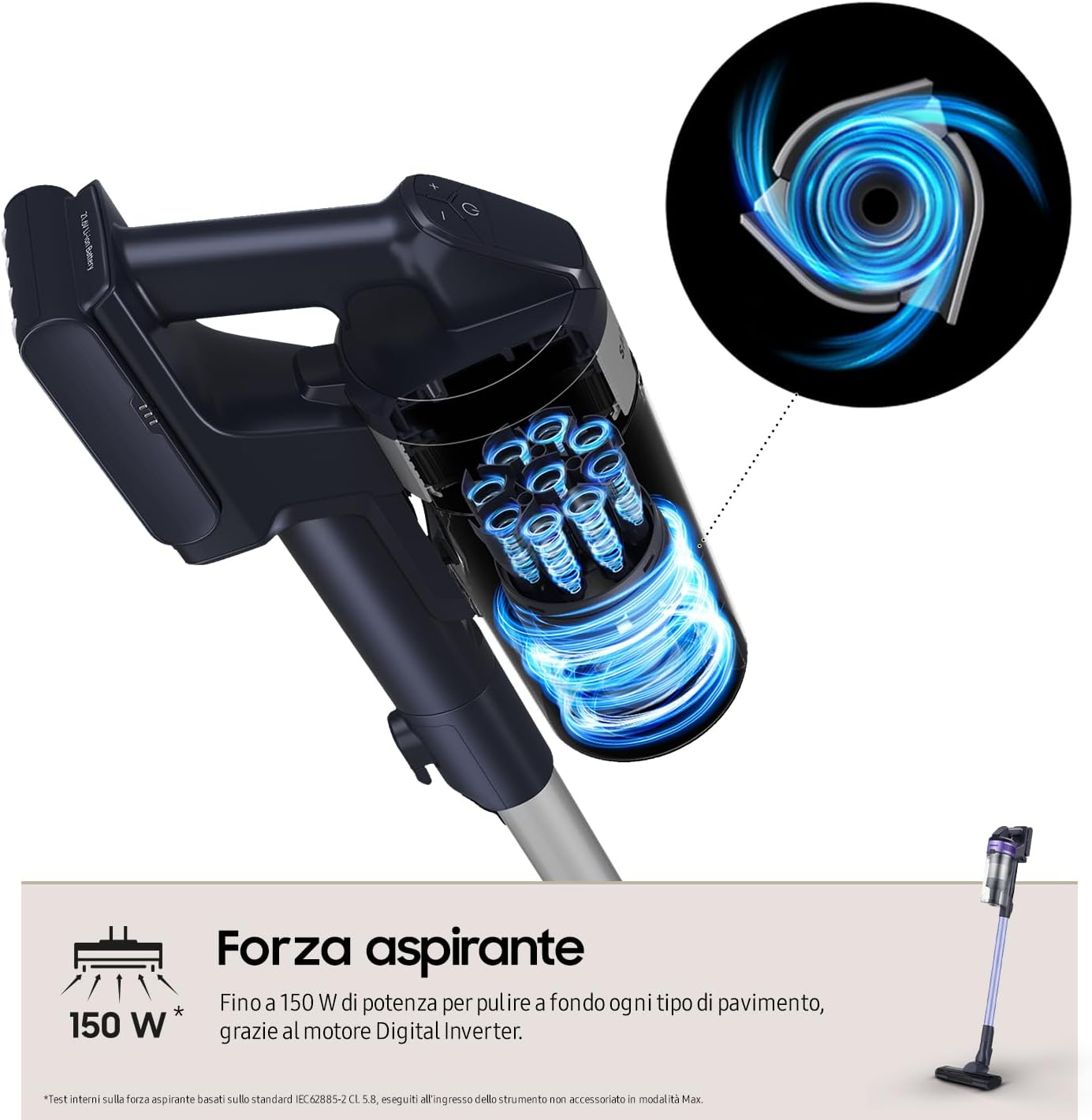Aspirapolvere Senza Fili Jet 60 Turbo VS15A6031R4/ET, Senza Sacco, Potenza 150W, Fino a 40 min di Autonomia, Violet