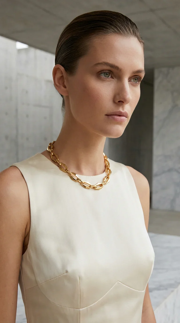 Envy Thick Gold Faceted Link Necklace