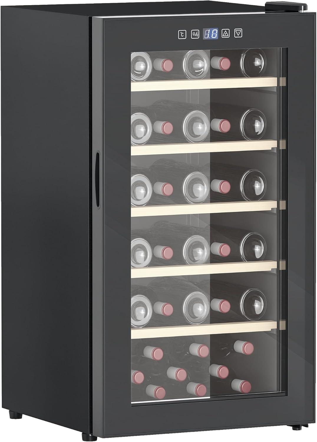 HOMCOM Cantinetta Vino Refrigerata 41 Bottiglie 91L Cantina Vino Silenziosa Temperatura Regolabile 5-20℃ Frigo Vino Bar con Vetro Anti UV, Ripiani, Compressore, Display Touch, Luci LED, Classe G, Nera