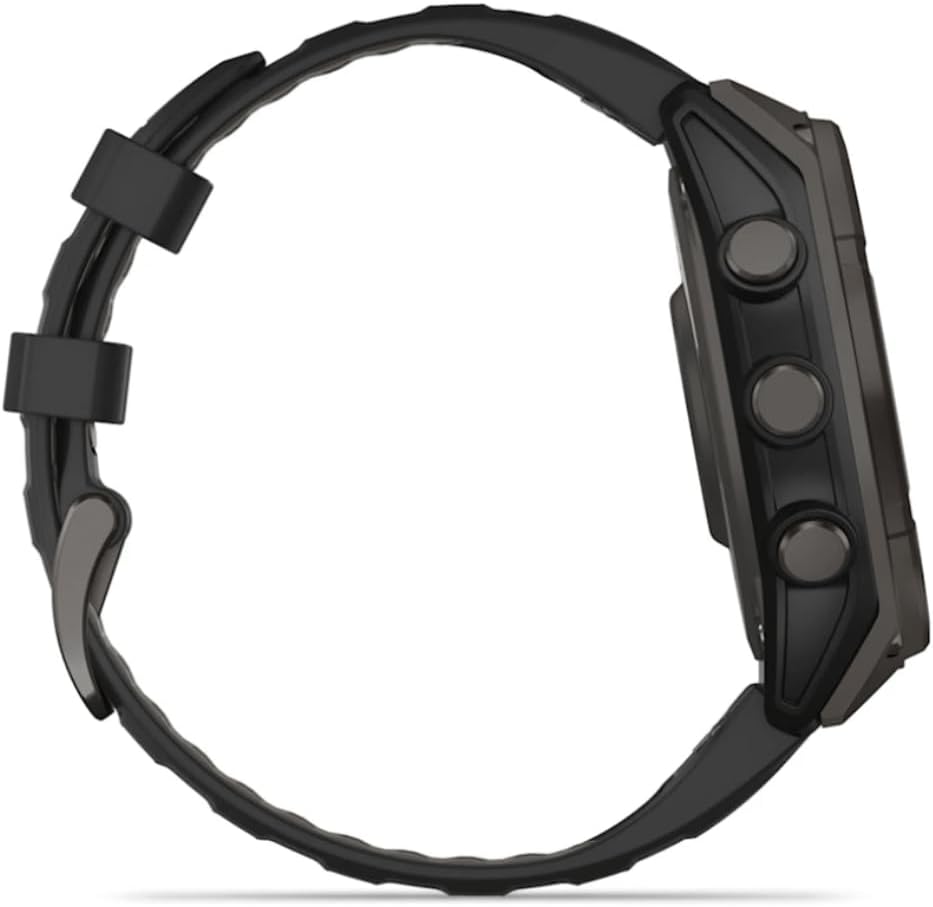 Fenix 8-47 mm, AMOLED, Saphir, Carbongrau, DLC Titan mit schwarz/kieselgrauem Silikon
