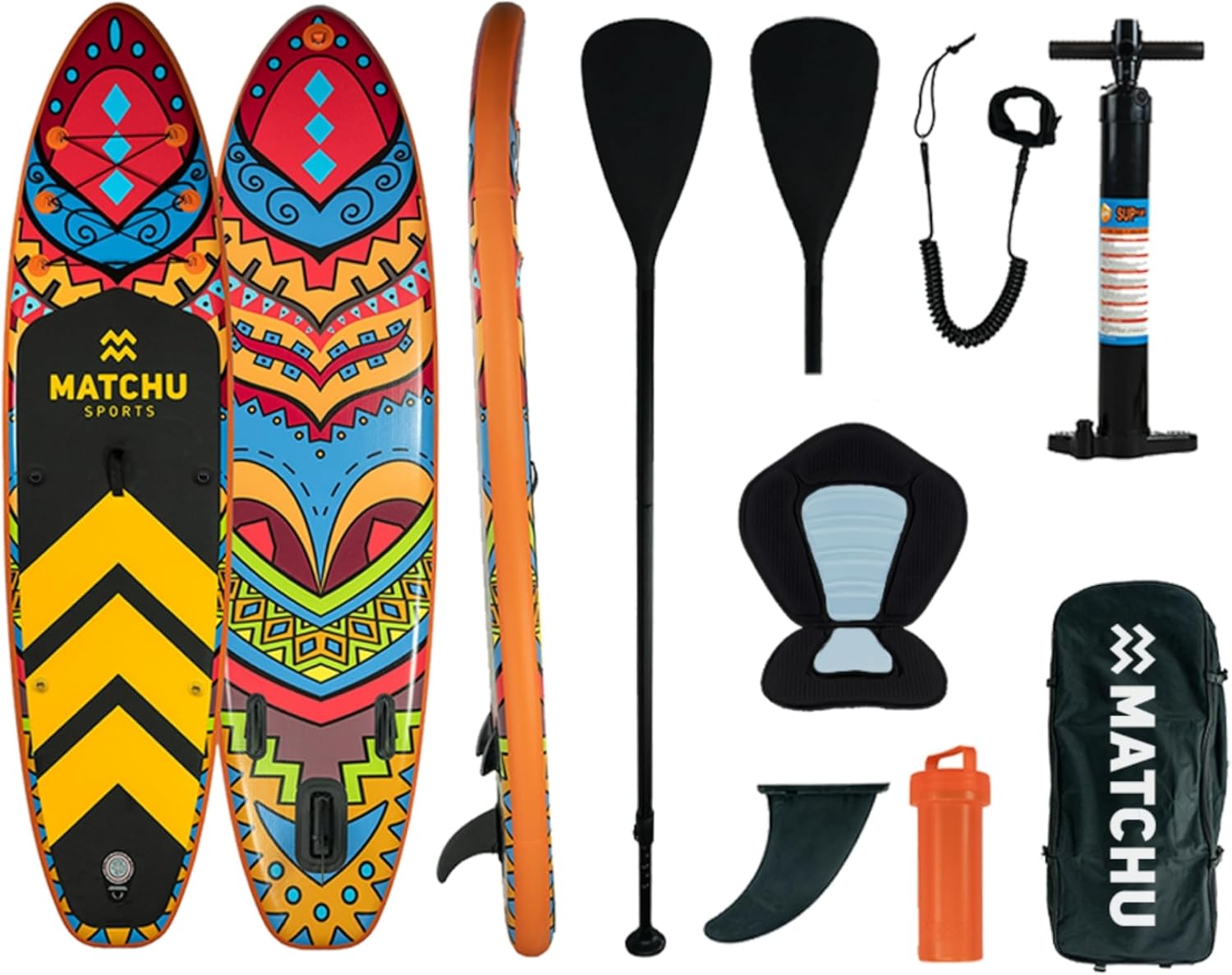 MATCHU - Sup Gonfiabile - Tavola Sup - Stand Up Paddle - Set completo - Ricaricabile - Antiscivolo - Inossidabile 320x81x15 CM - Capacità di Carico: 150 KG - Per 2 Persone - Per Adulti e Bambini