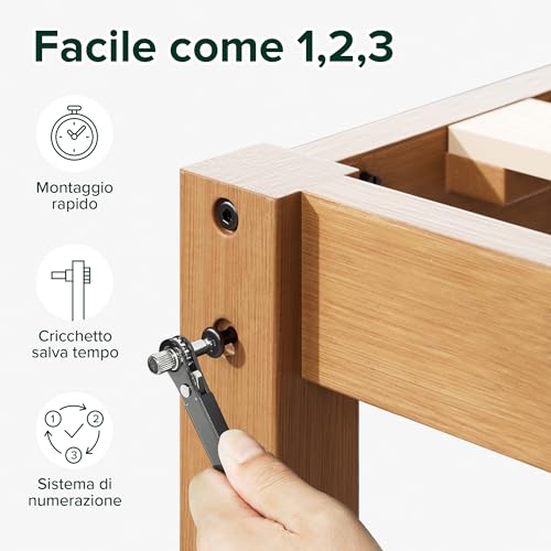 Zinus Leah Letto 80 x 190 cm   36 cm di Altezza   Struttura letto in bambù e legno con testiera   Marrone : Casa e cucina