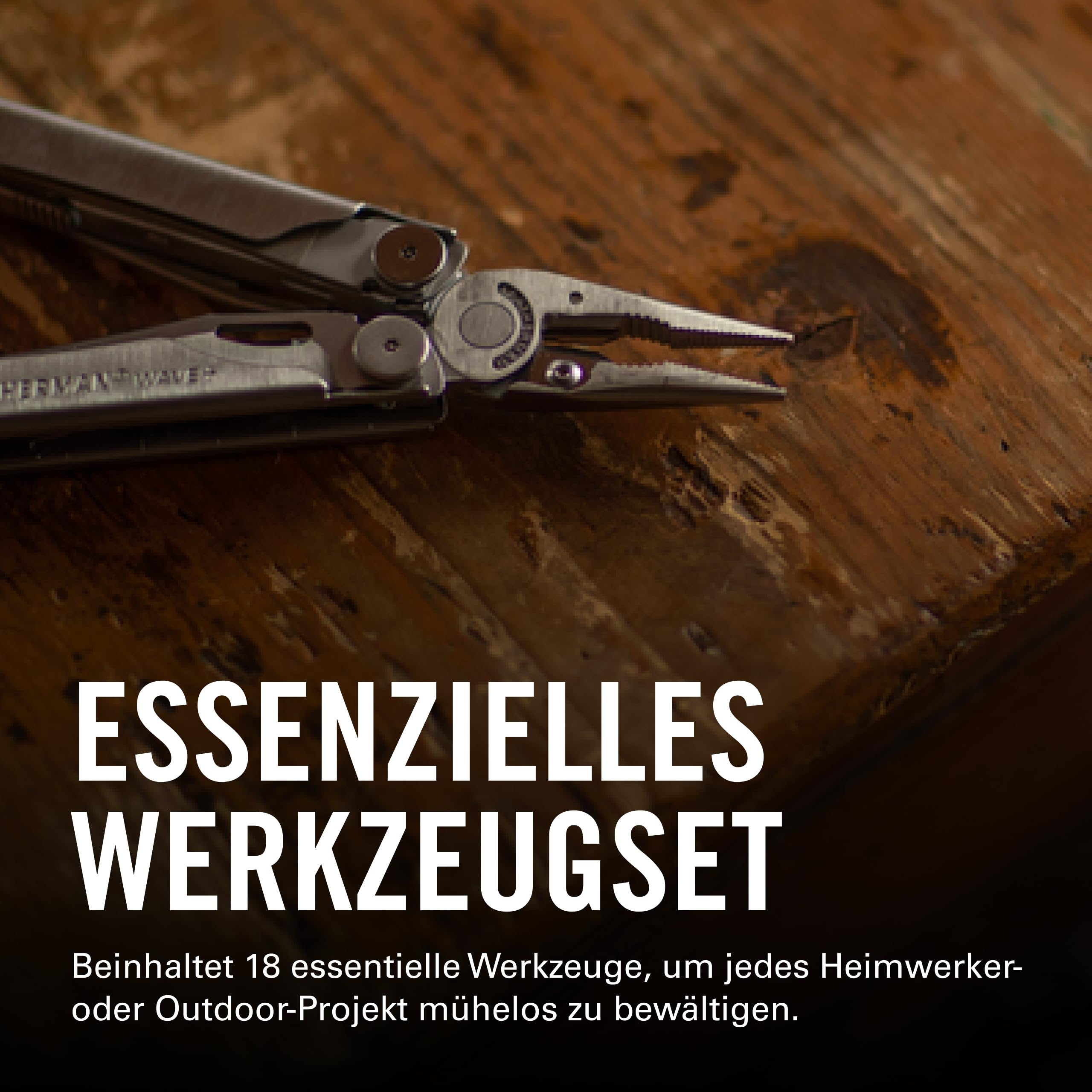 Leatherman Wave+ Multitool schwarz 18 Werkzeuge rostfreier Edelstahl einhändig bedienbare Klingen mit Zange