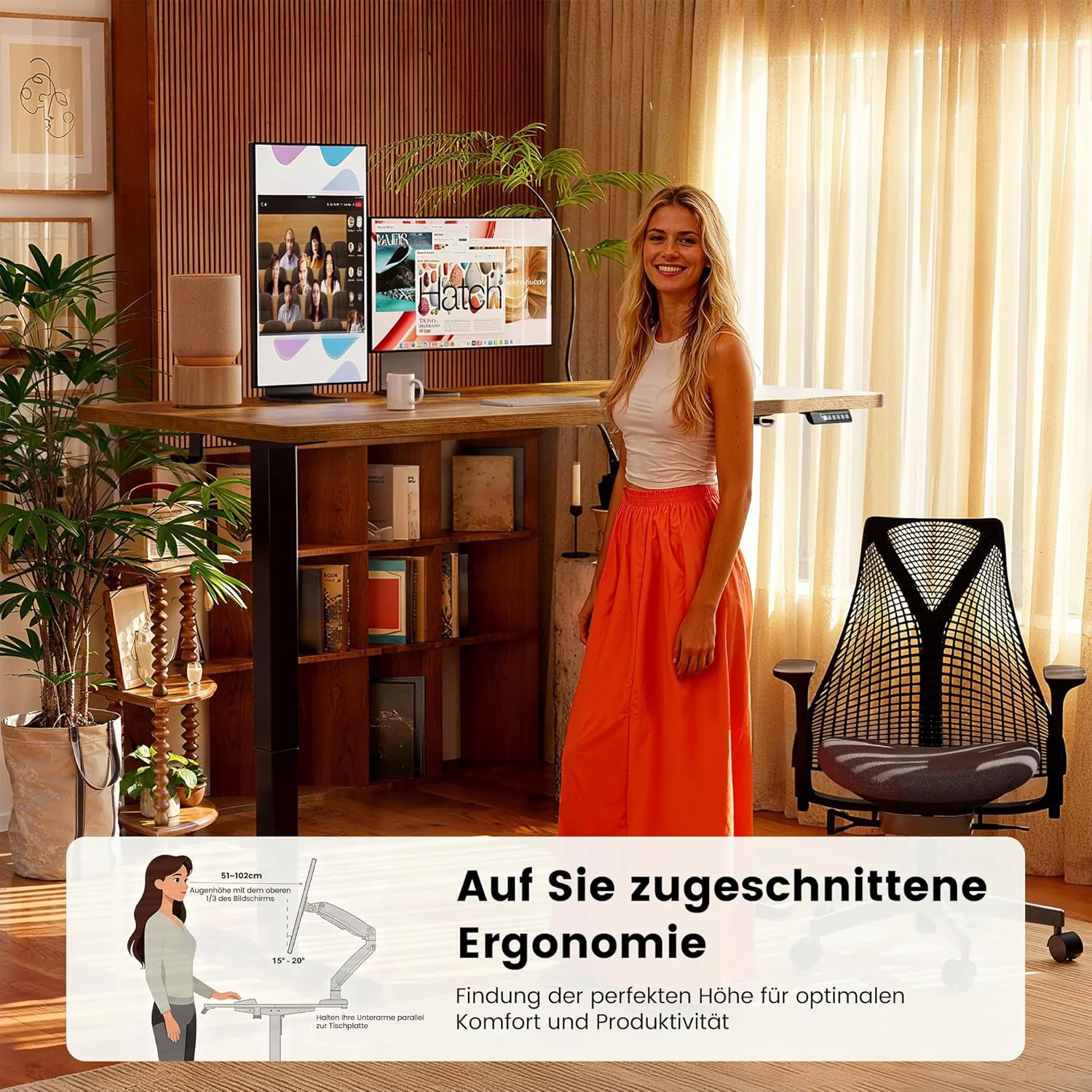ErGear Elektrisch höhenverstellbarer Schreibtisch mit Memory-Funktion