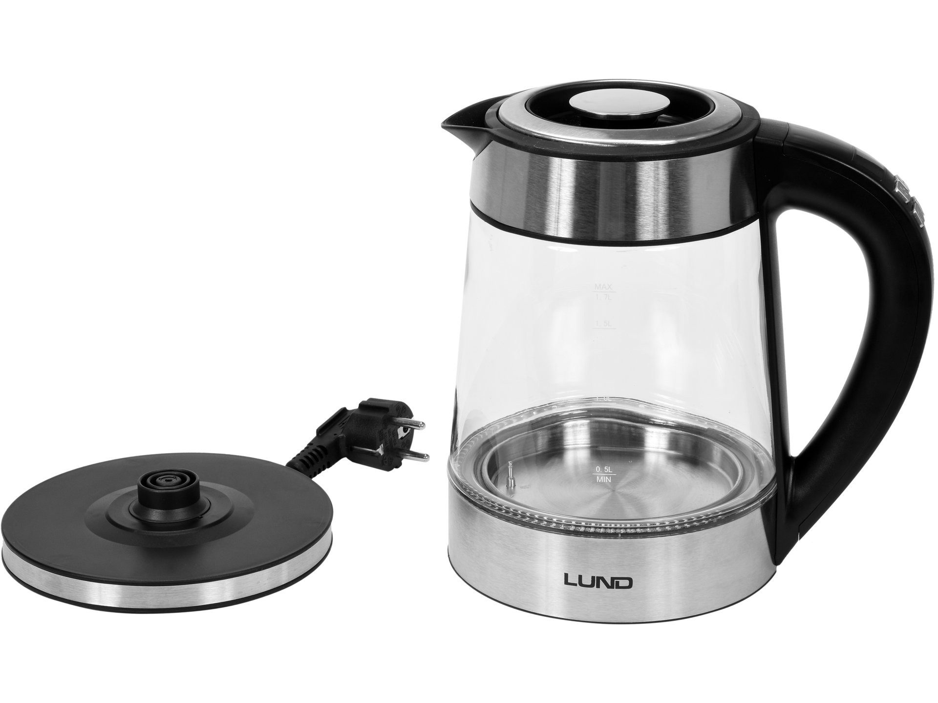 Reise-Wasserkocher Wasserkocher LED Glas 1,7 l Temperatureinstellungsfunktion 2200W