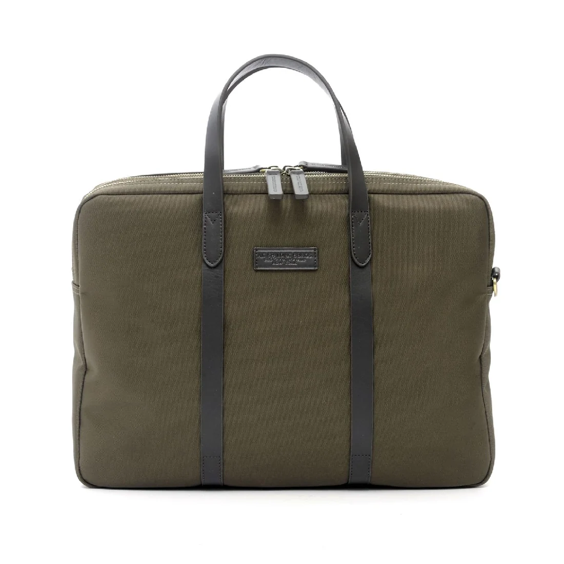 Cartella due zip Spalding & Bros Preston in tessuto verde khaki 309253U365
