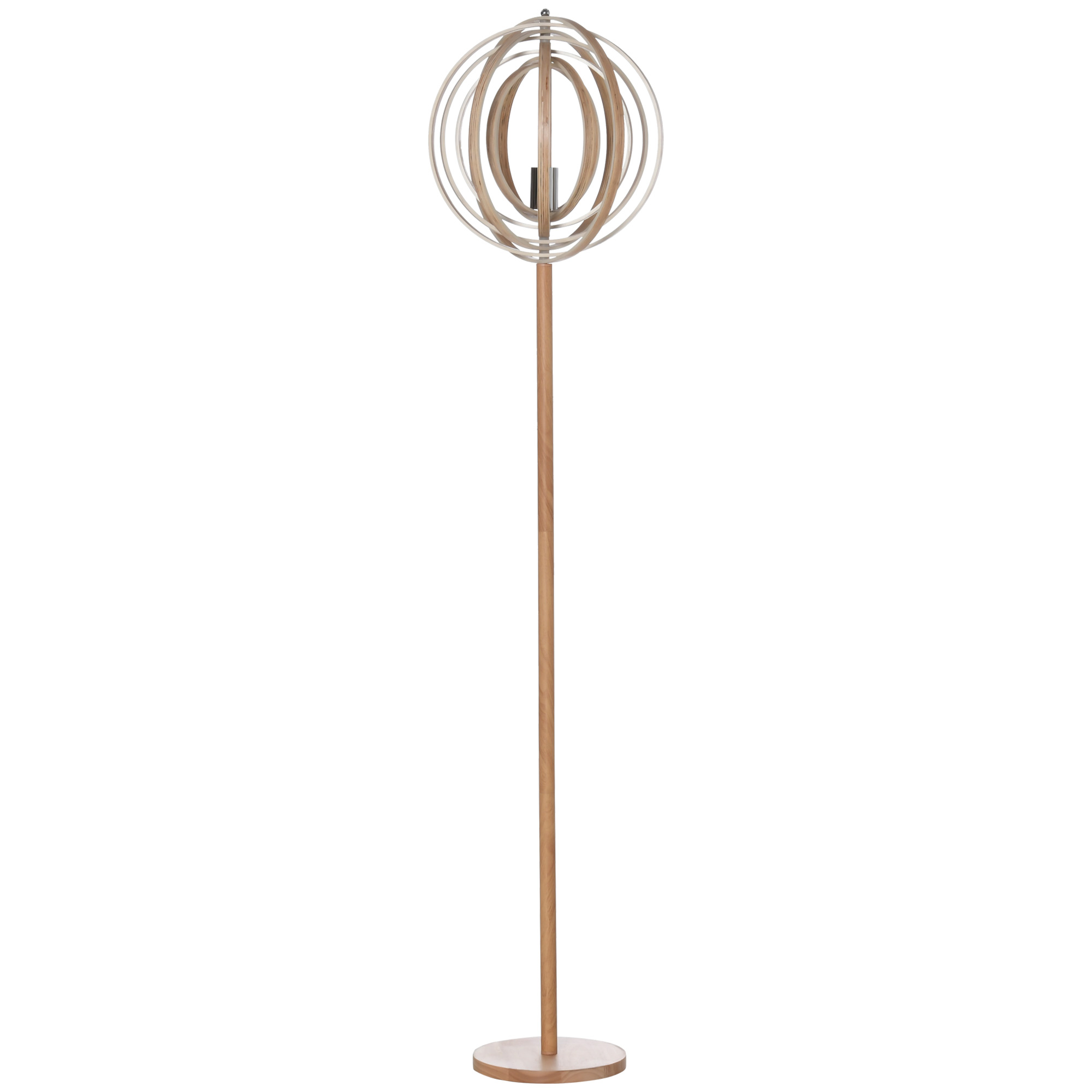 HOMCOM Stehlampe mit Kreisförmigem Lampenschirm 40 W Max. Naturholz Ø 38 x 160 cm