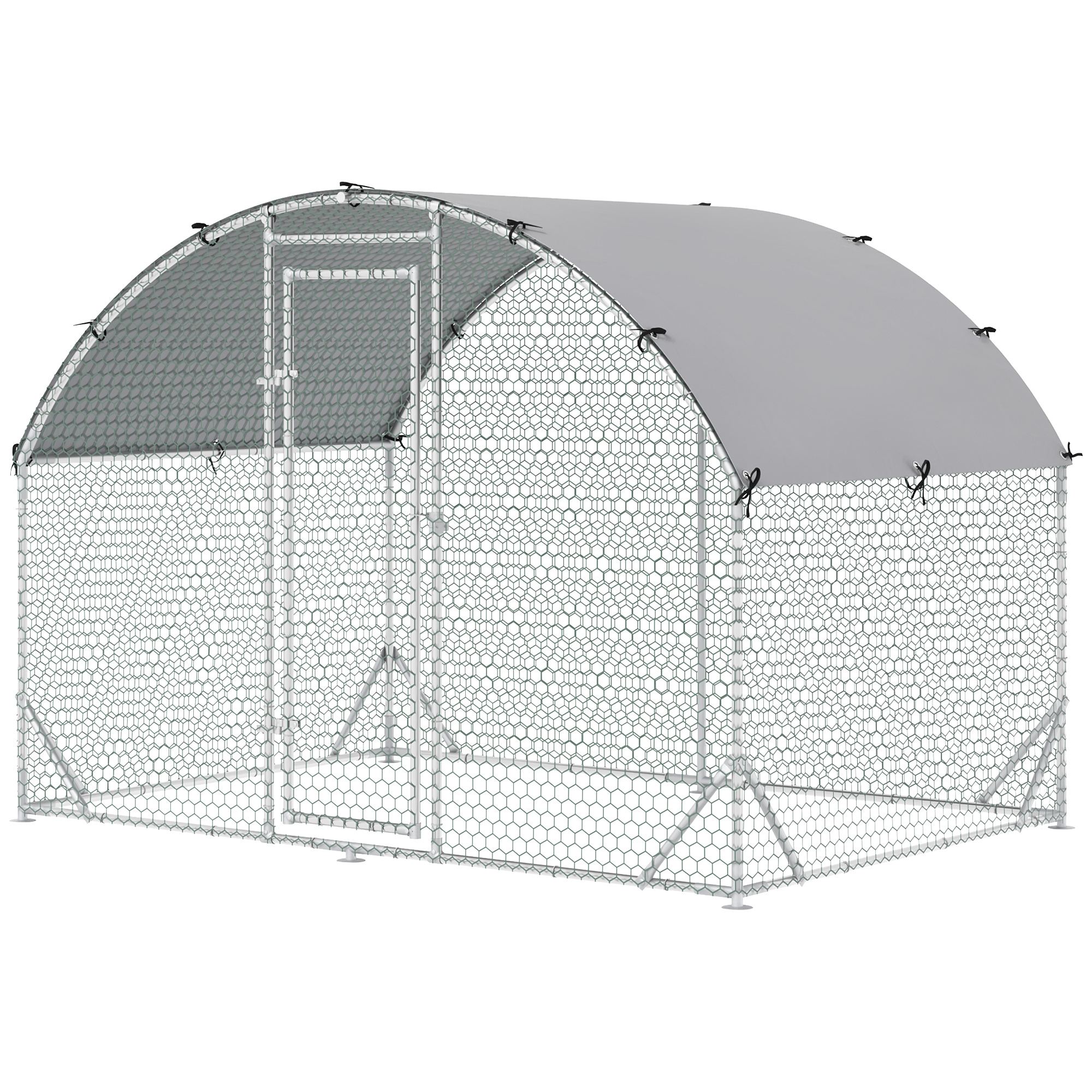 PawHut Gehege für Kleintiere, Outdoor-Freilaufgehege für Hühner, Kaninchen, Enten, stabile Konstruktion, Stahl und Oxford-Stoff