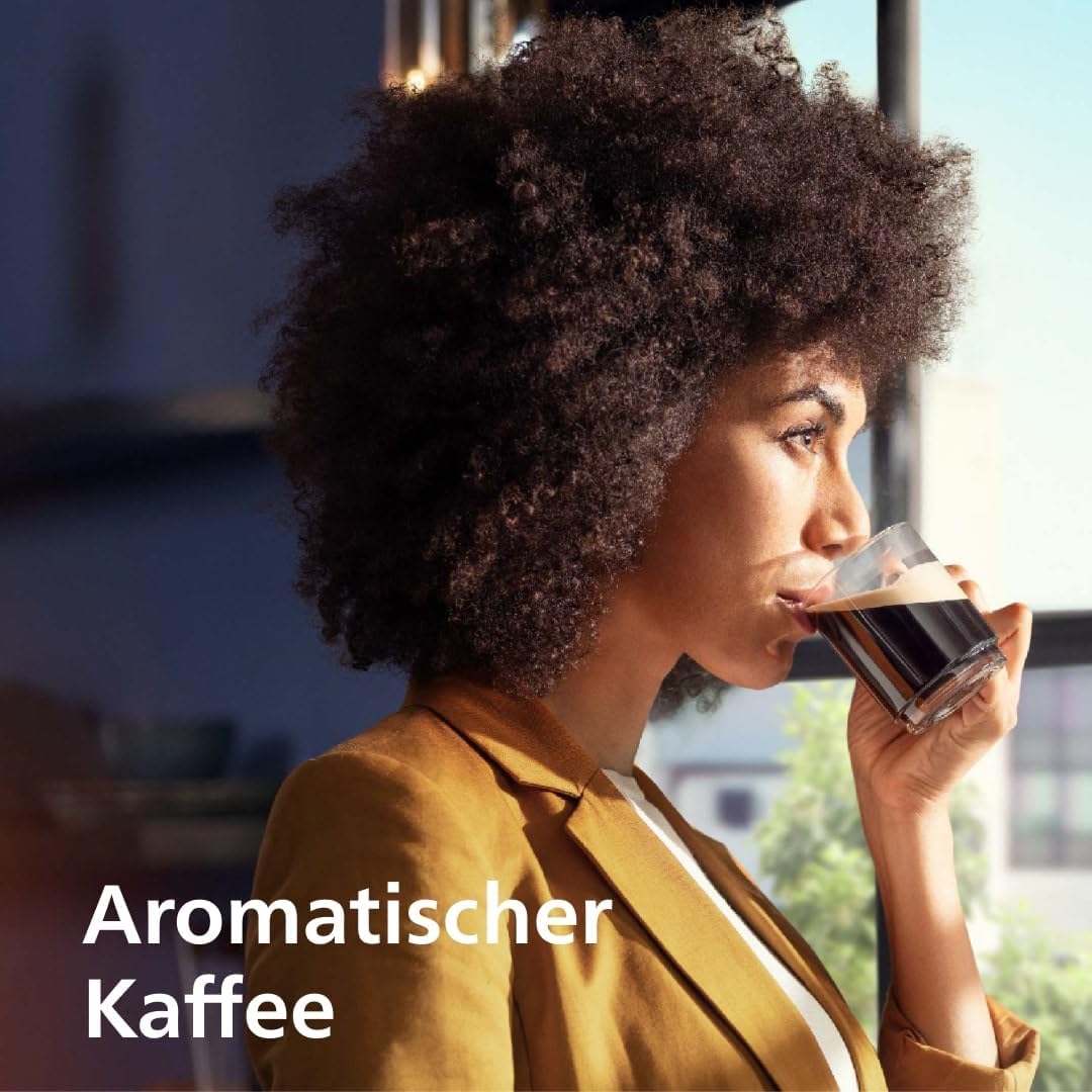 Philips Serie 5500 Kaffeevollautomat – LatteGo Milchsystem, 20 heiße und kalte Kaffeespezialitäten, 40% leiser mit SilentBrew, QuickStart, Schwarz und Silber (EP5546/70)