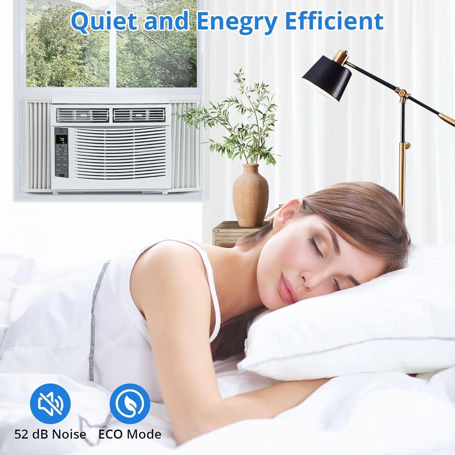 GAOMON Smart 6000 BTU Window Air Conditioner �C WiFi-Enabled AC with Remote & App Control, Timer, Sleep Mode, Easy Install Kit, Cools Rooms Up to 350 Sq. Ft, 115V, White