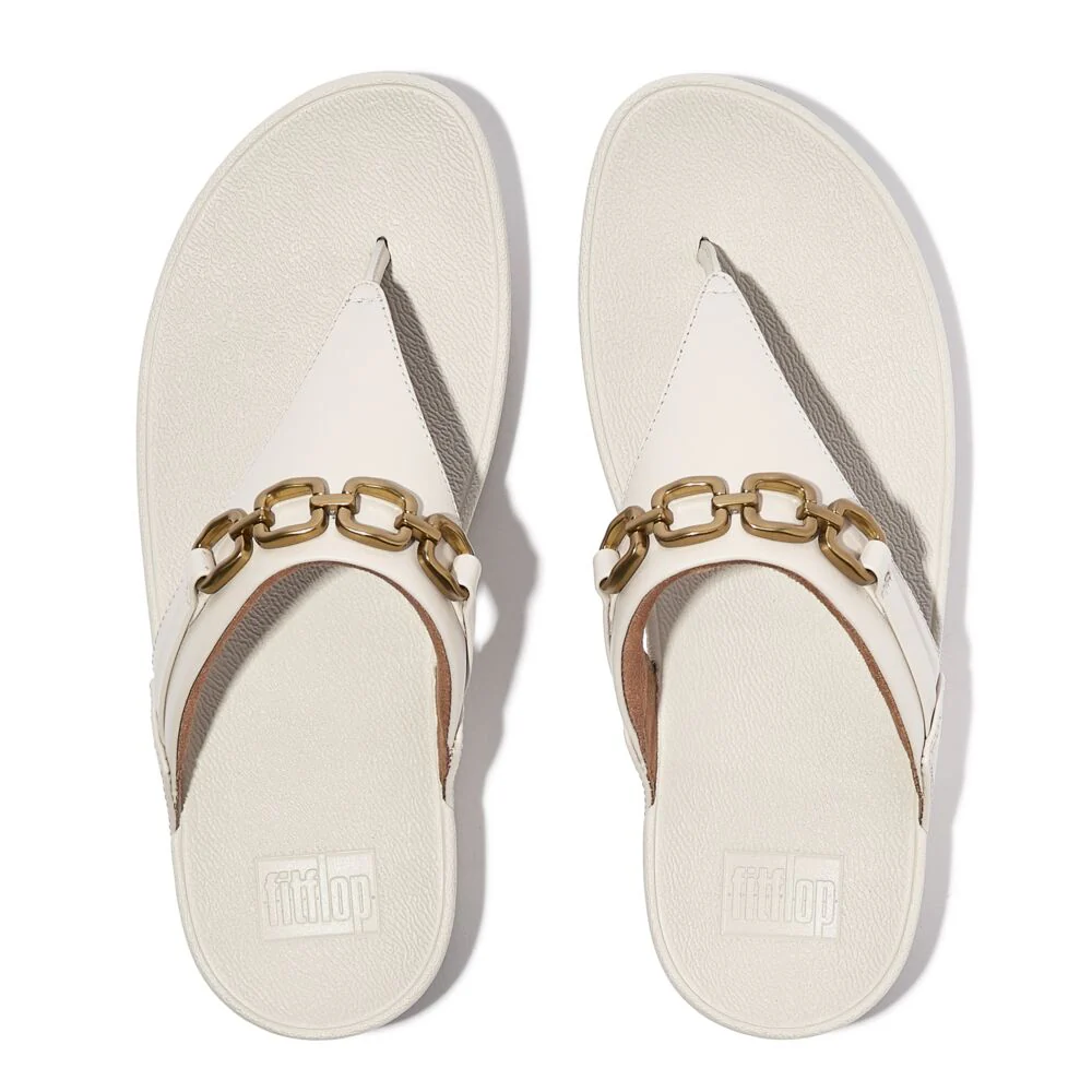 FitFlop Lulu Leder Zehenstegsandalen Paris Beige