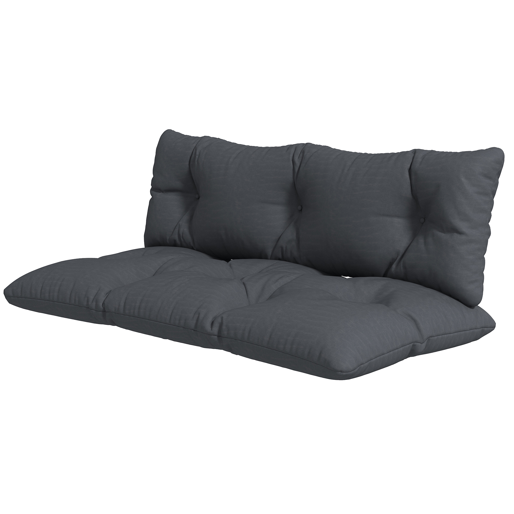 Outsunny 2er-Set Polsterauflage Gartenmöbelsitzkissen Sitzauflage, wetterbeständig, Knopfheftung, 120 x 60 x 15 cm, Grau