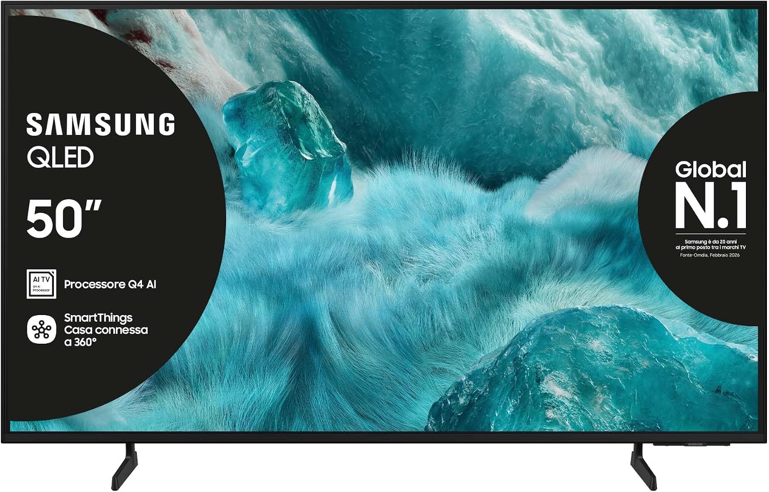 Samsung QLED 4K Vision AI Smart TV 50'' QE50Q7F4AUXZT, Q4 Processor, 100% Volume Colore con Quantum Dot, Motion Xcelerator, OTS Lite & Adaptive Sound, SlimLook Design, 2025