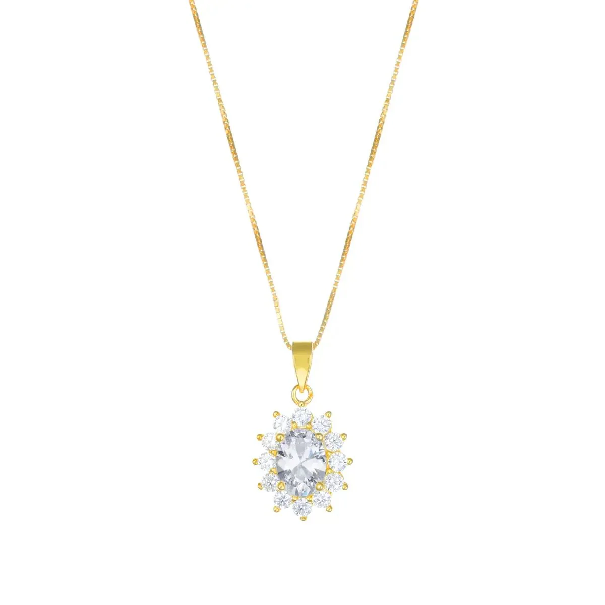 Collana Amen ciondolo pietra bianca con contorno di zirconi CLLDGGBB