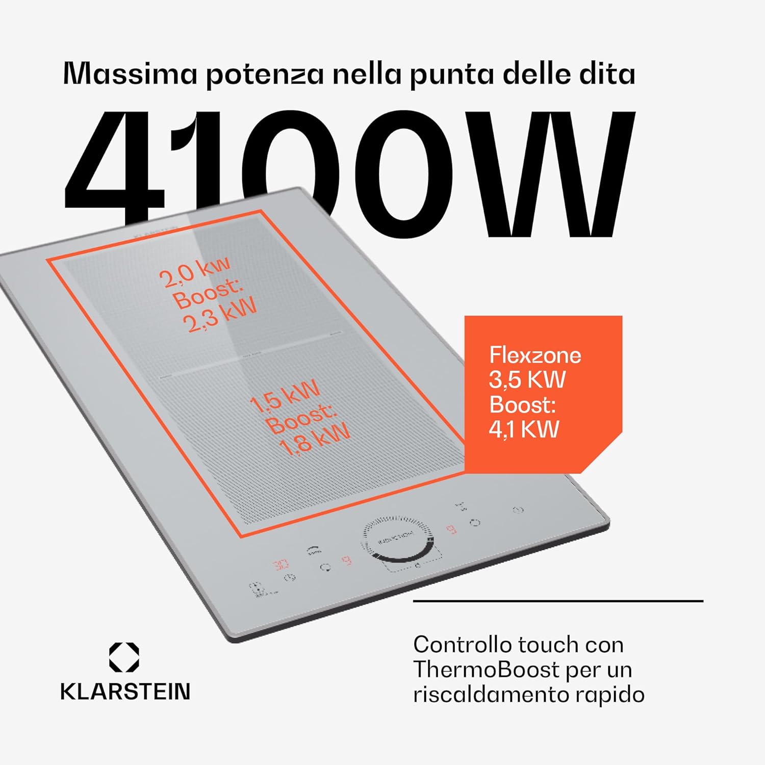 Klarstein Piastra Induzione 2 Fuochi, Piano Cottura Induzione 3500W, Piano Cottura Induzione a 2 Fuochi Integrata con Controllo Touch, Fornello a Induzione, Piastra ad Induzione Professionale 2 Zone