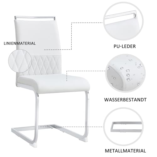 KnSam Set di 2 sedie moderne per sala da pranzo, schienale in similpelle e lino, schienale alto, schienale imbottito, per sala da pranzo, cucina, ospite, sedia da ufficio, bianco : Amazon.it: Casa e cucina