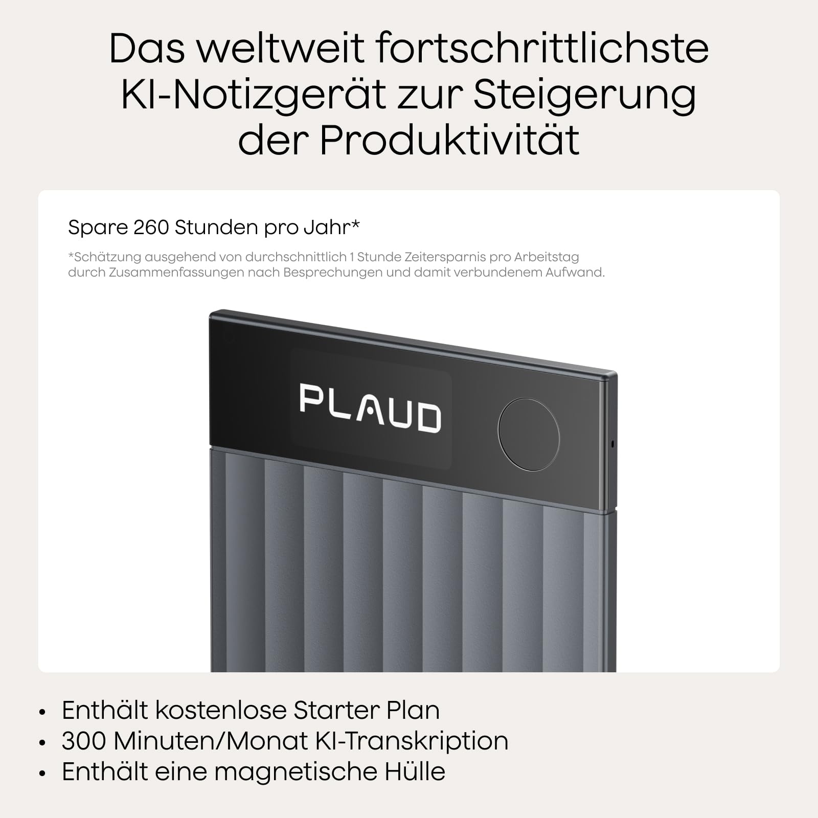 Plaud Note Pro KI Diktiergerät für Notizen und Zusammenfassung Schwarz mit App und KI Transkription
