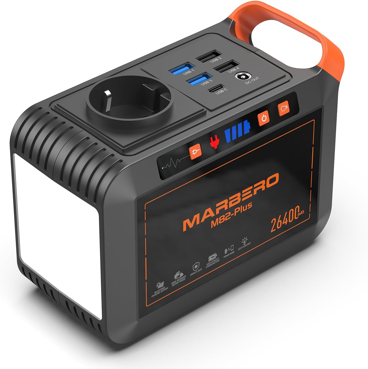 MARBERO 88Wh Centrale Elettrica Portatile 24000mAh Campeggio Generatore di Corrente Power Bank con Presa CA 120W Max 220V CA, CC, USB QC3.0, Torcia LED per CPAP Casa Campeggio Emergenza Backup