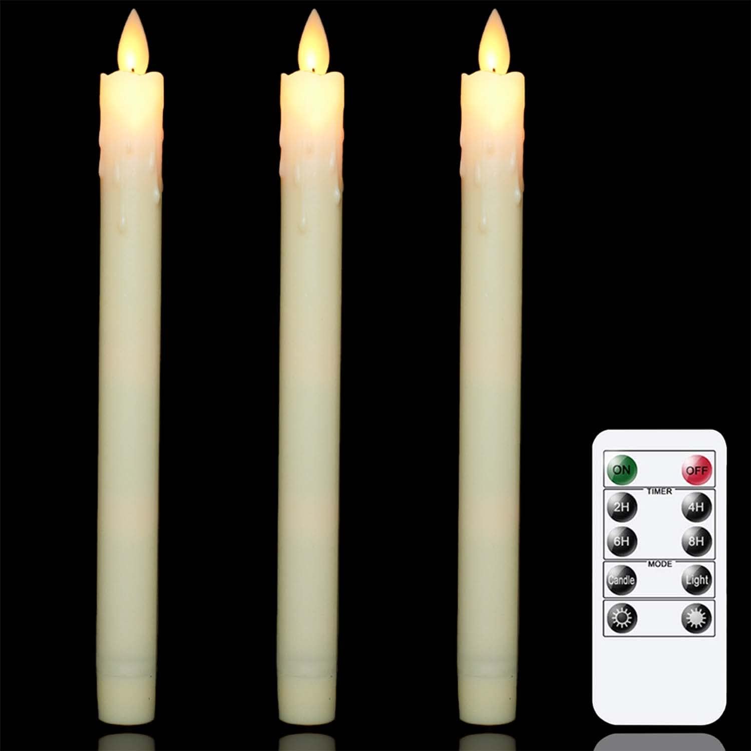 Mavandes candele tremolanti senza fiamma due remote, 19CM avorio a batteria LED finestra temporizzazione candele, set di 6 di plastica senza fiamma effetto cera(2,2 cm di diametro)
