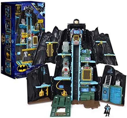 Batman, Bat-Tech Batcueva – Set de Juego Gigante Transformable con Figura Exclusiva de Batman de 4” y Accesorios