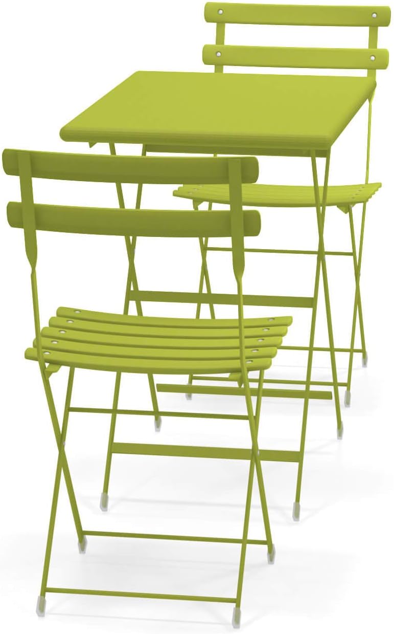 EMU Set Arc EN Ciel Colore Verde Composto da Tavolo 50x70 CM Art. 334 + 2 SEDIE Pieghevoli Art. 314 - Made Italy