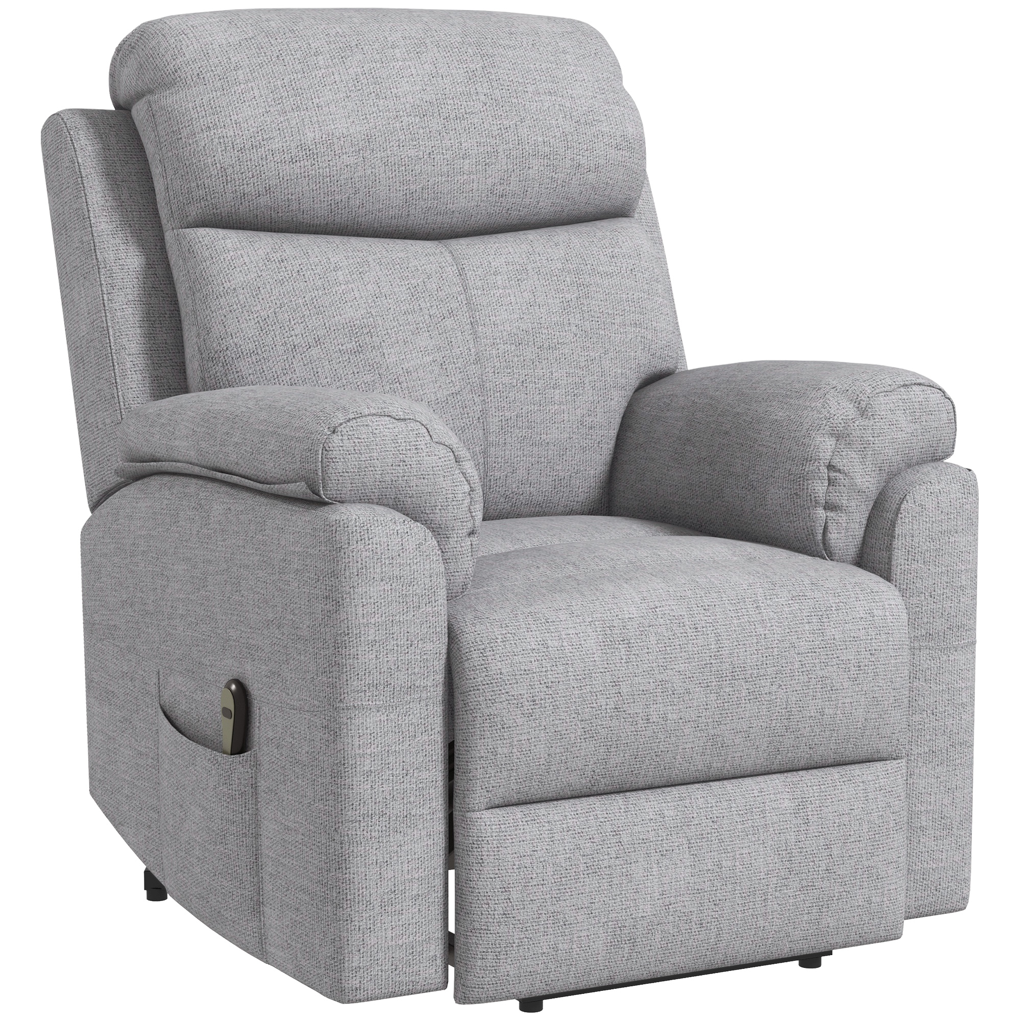 HOMCOM Elektrischer Aufstehsessel, Sessel mit Aufstehhilfe, Relaxsessel mit Schlaffunktion, Leinenoptik, 83 x 89 x 102 cm, Grau
