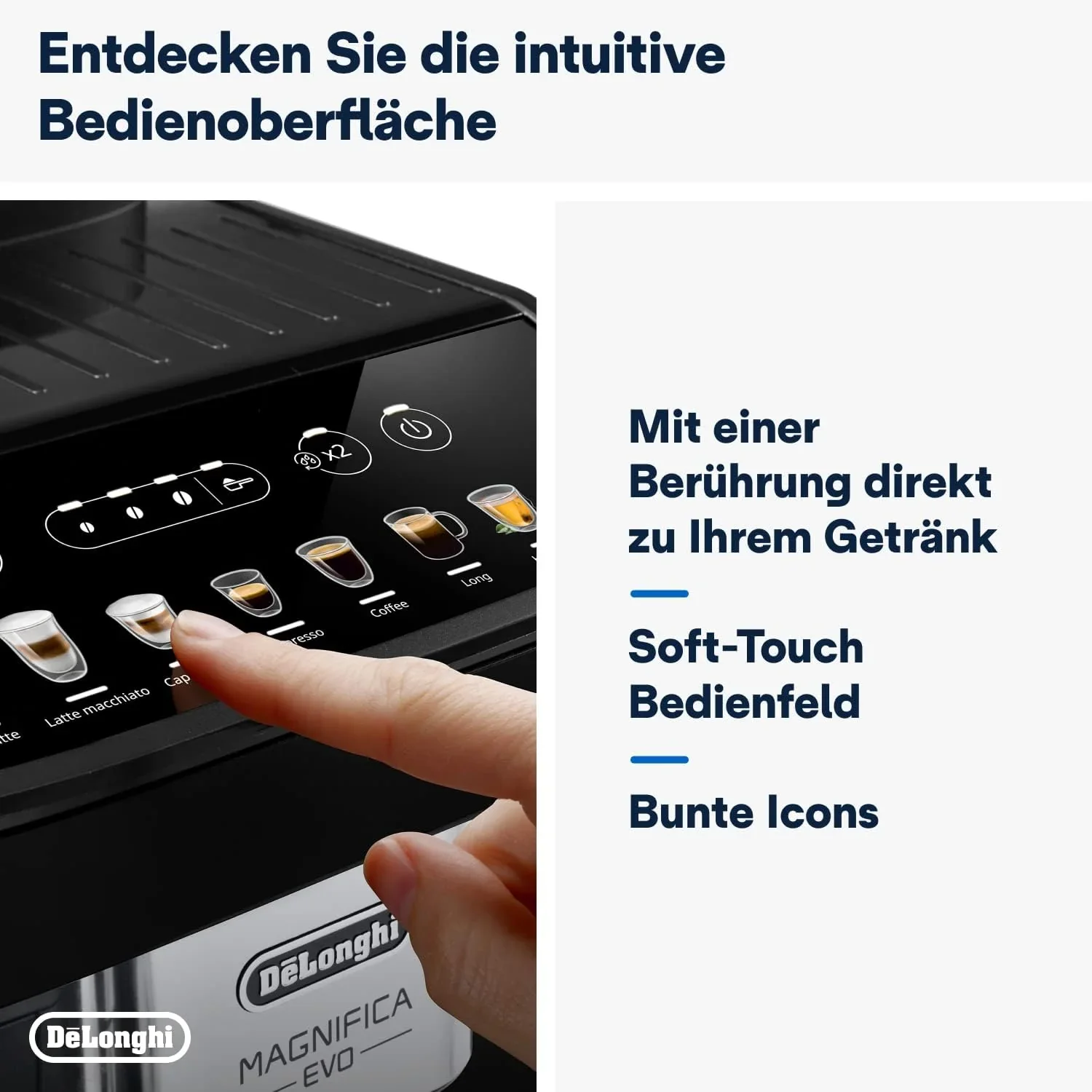 De'Longhi Magnifica Evo Next ECAM312.80.TB, Kaffeevollautomat mit 13 Getr?nken (Cappuccino, Espresso, Latte Macchiato), 2,4'' TFT Farbdisplay, LatteCrema Milchsystem, 2-Tassen-Funktion, Titan