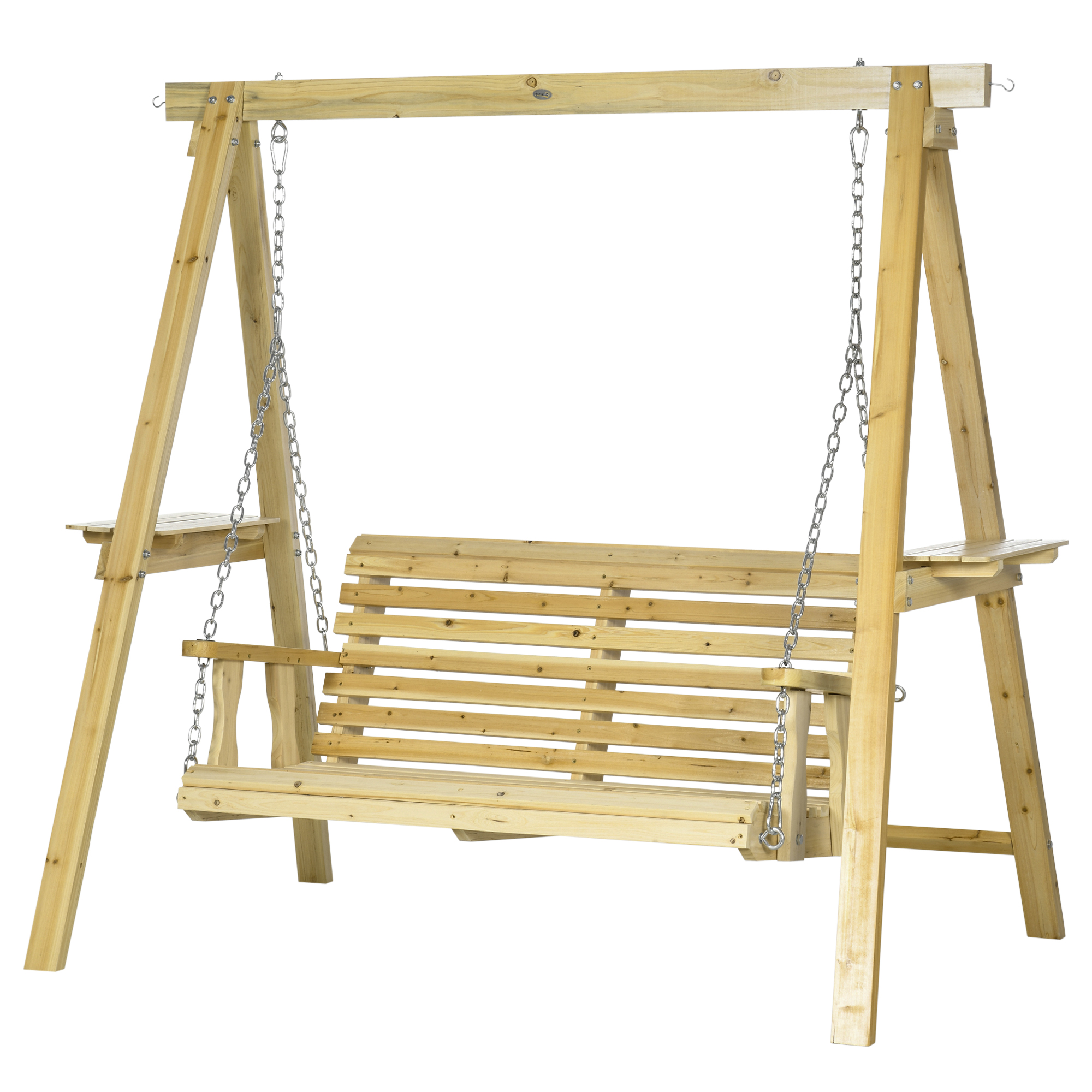 Outsunny Gartenliege 2-Sitzer aus Holz, höhenverstellbar - 196 x 120 x 171 cm