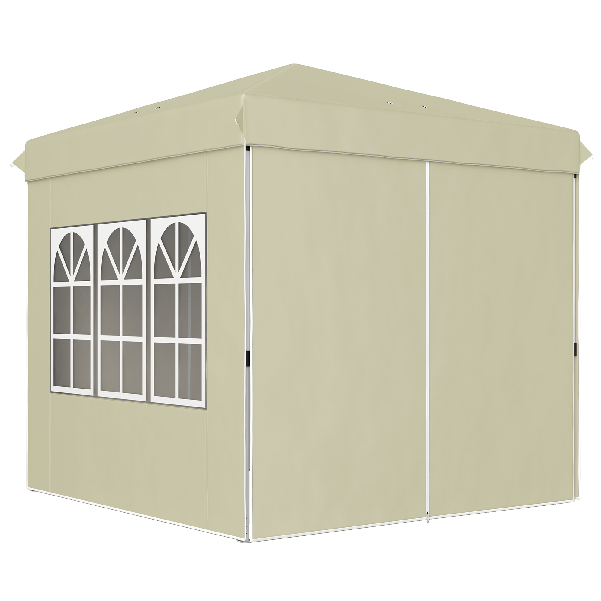 Outsunny 2,5 x 2,5 m Pop-up-Pavillon mit Seitenwänden und Tragetasche, UPF50+ höhenverstellbares Gartenzelt, Cremeweiß