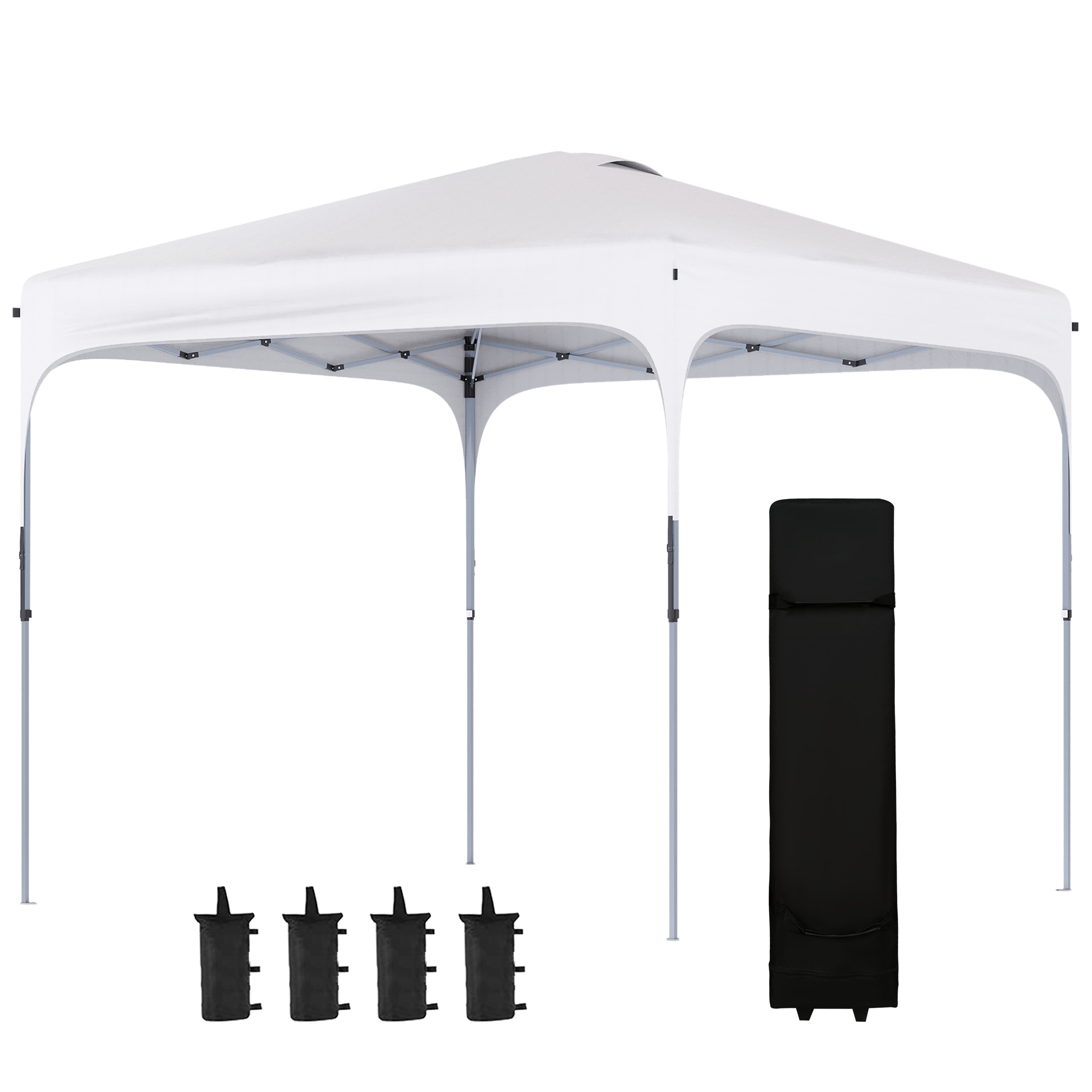 Outsunny Tonnelle 3 x 3 m faltbares Pop-up Gartenpavillon höhenverstellbarer Oxford-Stoff mit UV50+ Schutz Stahlgestell inkl. Transporttasche in Weiß