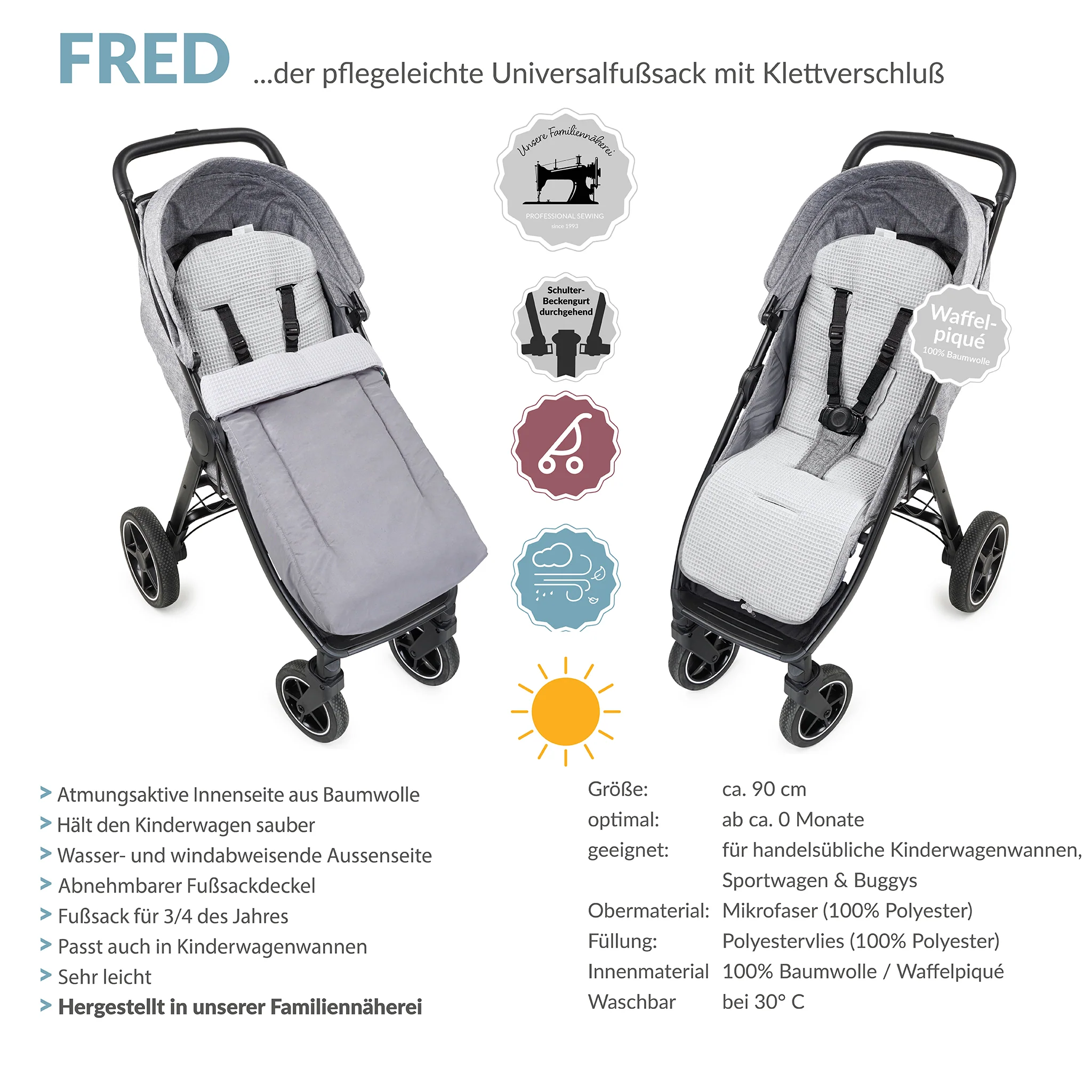 FRED der Sommerfu?sack mit Klettverschluss