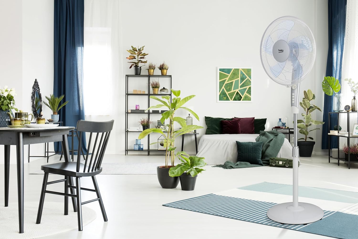 Beko - EFS5100B - Pedestal Fan, 45 W, 3 Speed, Adjustable Height and Tilt - Black, 45.2 x 40 x 135 cm