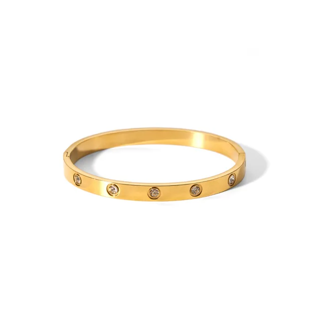 Stainless-Steel Textured Bracelet with Round Cubic Zirconia �C Tarnish Free and Durable
