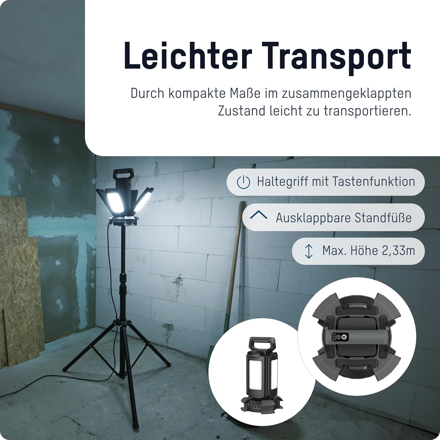 Ansmann Vierfach-LED Strahler 4× 30W mit 3 Farbtemperaturen, Helligkeit bis zu 14.000 Lumen, besonders widerstandsfähig gegen mechanische Beanspruchung