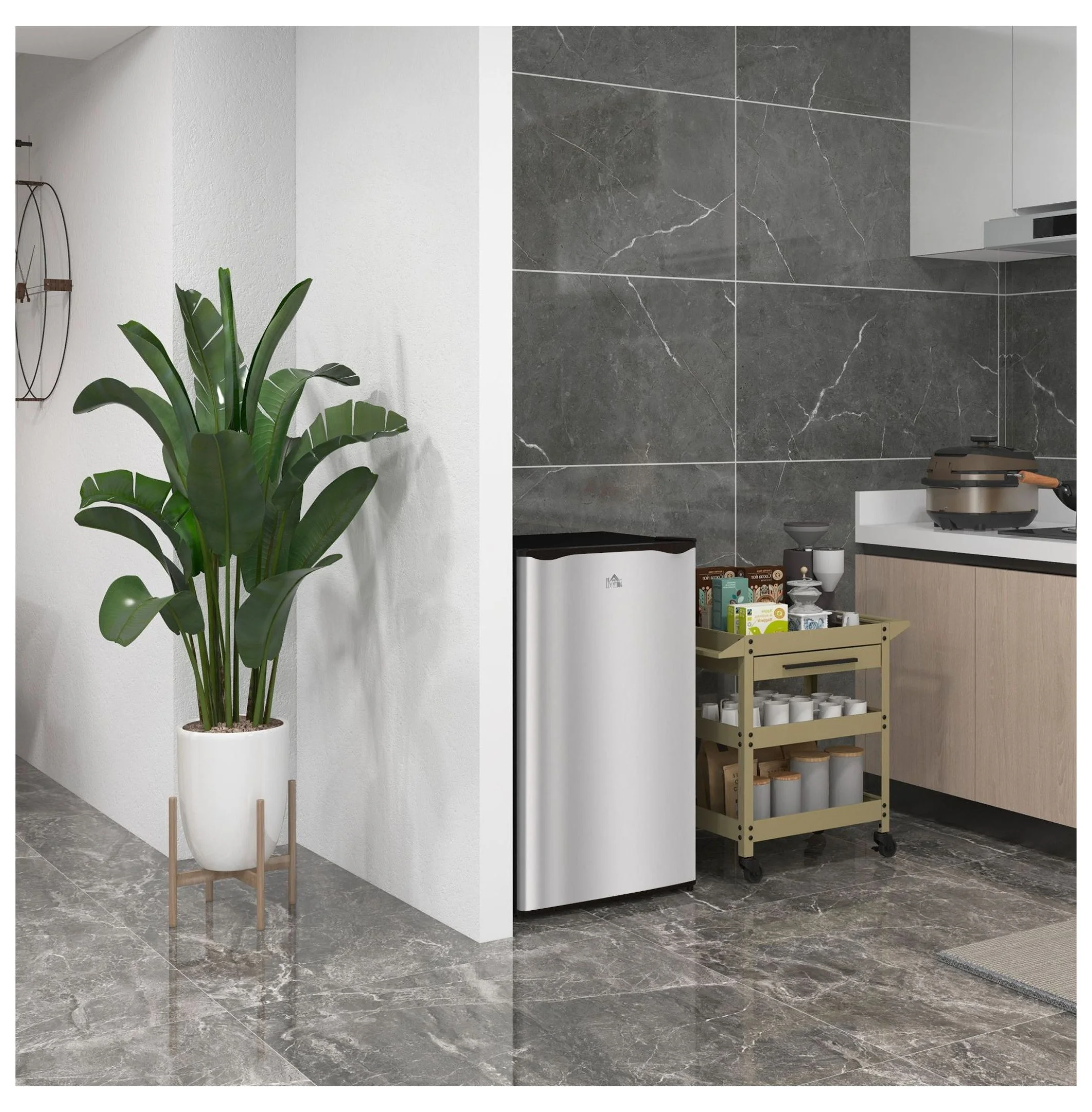 3.2 Cu.Ft Mini Fridge Freezer, Single Door Refrigerator with Adjustable Thermostat, Dorm Fridge, Compact Refrigerator for Bedroom, Apartment, Silver